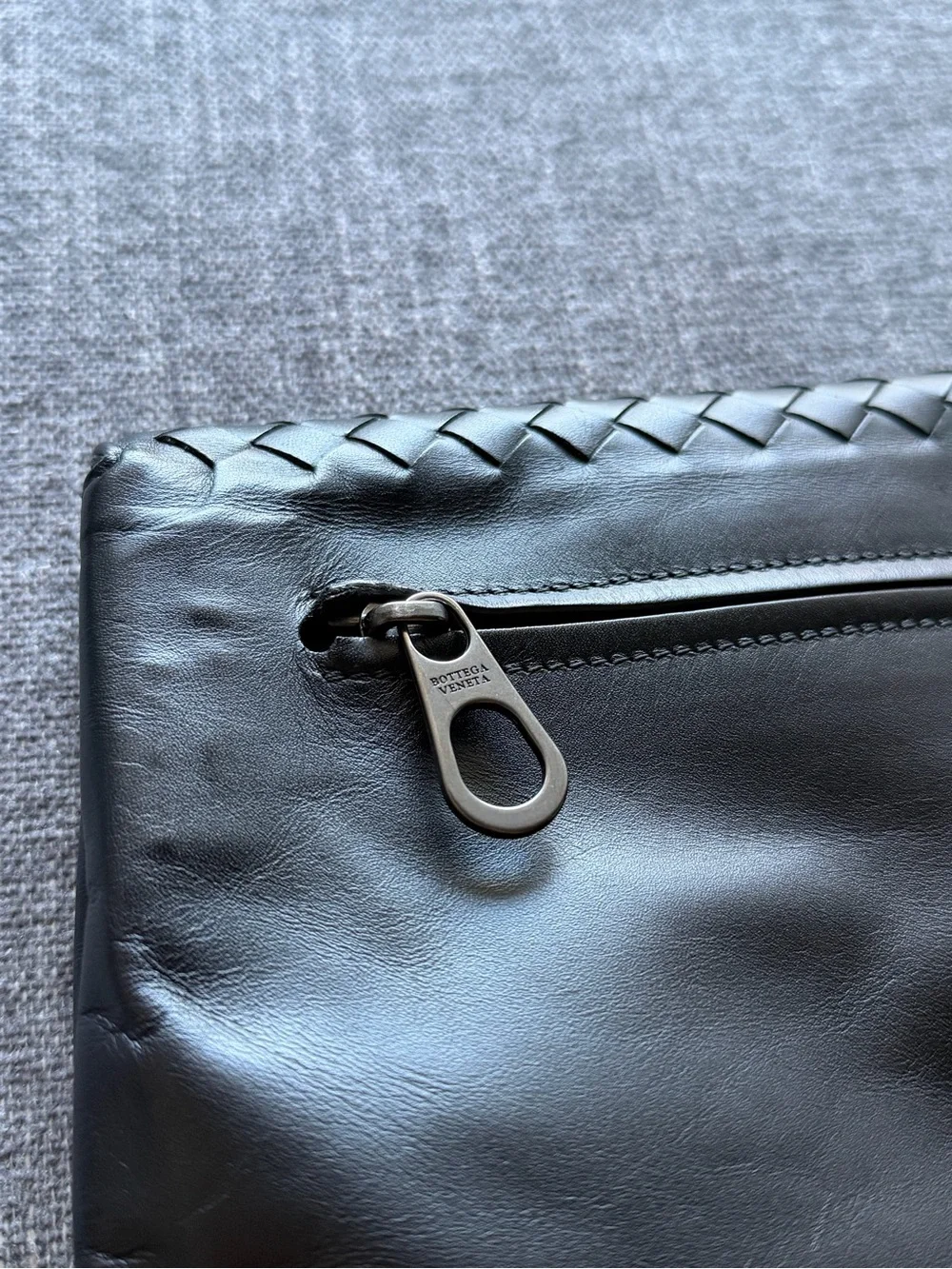 Bottega Veneta Black Intrecciato Leather Clutch Bag